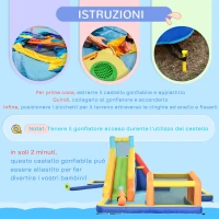 Outsunny Castello Gonfiabile per Bambini 3-8 Anni con Scivolo, Parete, Porta e Canestro, in Tessuto Oxford, 590x460x220 cm(m-7)