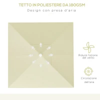 Outsunny Ombrellone da Esterno da 2.5 m ad Altezza Regolabile in Alluminio, Metallo e Poliestere, Bianco Beige(m-4)