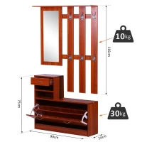 Homcom Ensemble Meubles d'Entrée en Bois Marron 90 x 22 x 116 cm(m-3)
