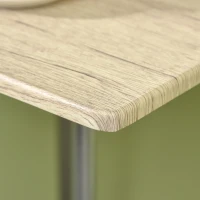 HOMCOM Set 3 Pezzi con Tavolino Alto e Sgabelli da Bar in Legno e Acciaio, Color Quercia(m-8)