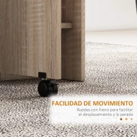 HOMCOM Mesa Plegable con 2 Alas Abatibles de Madera 2 Estantes y Ruedas para Cocina Comedor 75x140x74 cm Madera Natural(m-6)