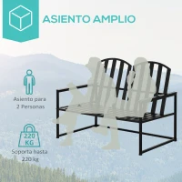 Outsunny Banco de Jardín de 2 Plazas Metal con Respaldo Alto y Reposabrazos para Exterior Parque Patio Terraza Estilo Rústico Carga Máx. 220 kg 108x63x80,5 cm Negro(m-4)