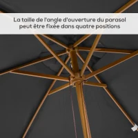 Outsunny Parasol droit rectangulaire Parasol de jardin grande taille dim. 3L x 2l x 2,5H m gris foncé(m-5)
