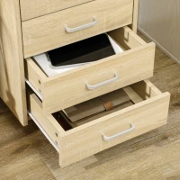 Vinsetto Cassettiera da Ufficio in Legno con 4 Cassetti, Ruote e Bordi Rialzati, 40x36x65cm, Legno Naturale(m-8)