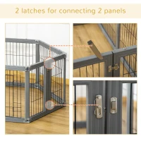 PawHut Dog Play Pen 6 Panel Pet Playpen Foldable Puppy Playpen Rabbit Guinea Pig Run w/ Door for Indoor & Outdoor(m-7)