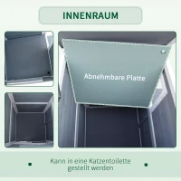 PawHut Katzenhaus aus Holz 2 Etagen Winterfest wasserdicht Katzenhütte mit Asphaltdach Treppen Fenster Katzenhöhle Outdoor Schutzhütte für Draußen Garten Balkon 51 x 51 x 81,3 cm Grau(m-7)