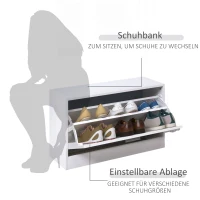 HOMCOM 3-teiliges Garderoben-Set Flurgaderobe mit Schuhschrank Garderobe Wandspiegel 4 Haken Weiß 30 x 100 cm (Spiegel)(m-5)