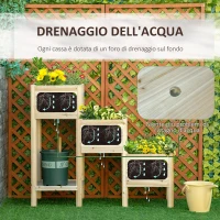 Outsunny Fioriera da Esterno a 3 Livelli con Ripiano Inferiore e Fori di Drenaggio, in Legno di Abete, 125x45x108 cm(m-5)