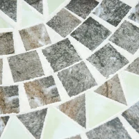 Outsunny Round Mosaic Tabletop Garden Table - Grey/Black(m-7)