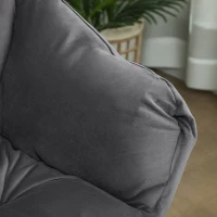 HOMCOM Poltrona Moderna con Poggiapiedi e 2 Tasche Laterali, in Tessuto Effetto Velluto e Acciaio, 80x78x100 cm, Grigio(m-7)