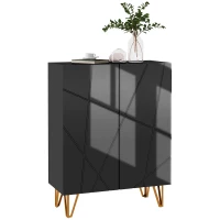 HOMCOM Narrow Shoe Storage Cabinet with Soft-Close Hinges and Adjustable Shelves for 15-20 Pairs of Shoes, Black(m-1)