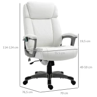 Vinsetto Massage-Bürostuhl 6-Punkt-Massage-Drehstuhl ergonomischer Stuhl Einstellbare aus Kunstleder mit gewölbter Kopfstütze und Armlehne Weiß 70 x 76,5 x 114-124 cm(m-3)