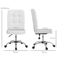 Vinsetto Silla de Oficina sin Brazos Silla de Escritorio Giratorio de Piel Sintética con Altura Ajustable 45x59x90-100 cm Blanco(m-3)