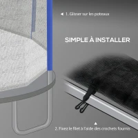 SPORTNOW Filet de remplacement pour trampoline, filet de sécurité avec 1 porte zipée pour trampoline Ø 244 cm et 6 poteaux(m-6)