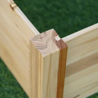 Outsunny Huerto Urbano de Madera Cuadrada 90x90x28 cm con 9 Compartimentos Extraíbles Arriate de Jardín para Cultivos Plantas Flores Natural(m-9)