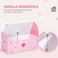 ZONEKIZ 2 en 1 Banco Infantil con Baúl de Almacenamiento para Niños de +18 Meses Carga 50 kg 60x30x50 cm Rosa(m-5)