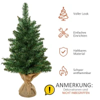 HOMCOM Mini Weihnachtsbaum mit künstlichem Schnee, 60 cm hoch, mit Zementständer, Mehrfarbig(m-5)