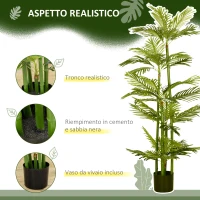 HOMCOM Pianta Artificiale di Palma da 140 cm a 45 Foglie e 5 Rami con Vaso Ø15x12 cm, per Interni ed Esterni, Verde(m-4)
