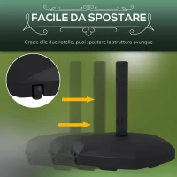 Outsunny Base per Ombrellone 25kg in Cemento e Plastica per Pali da 38-48mm, Ø54x46,5cm, Nero(m-6)