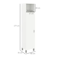 HOMCOM Bibliothèque armoire rangement niche supérieure placard 3 étagères intérieures pour salon bureau 40 x 35 x 177 cm blanc(m-3)