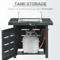 Outsunny 5-Piece Aluminium Garden Furniture Sets, 4 Seater Outdoor Conversational Dining Set with Gas Fire Pit Table Cushions for Yard, Poolside, Patio, Grey(m-5)