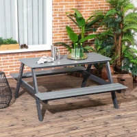 Outsunny Bierzeltgarnitur Sitzgruppe für 4 Personen 2-in-1 Design Biertisch mit 2 Bierbänken, dunkelgrau, 150x140x74 cm(m-2)