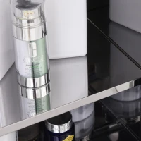 HOMCOM Armoire miroir rangement salle de bain meuble mural  acier inox. Argent dim. 38L x 20l x H60 cm(m-7)