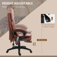 Vinsetto PU Leather Office Chair with 7 Point Vibrating Massage, Computer Desk Chair with Footrest, Adjustable Height, Reclining Back, Brown(m-5)