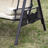 Outsunny 3-Sitzer Hollywoodschaukel mit Sonnendach Beige+Braun 121×208×172 cm(m-5)