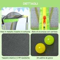 ZONEKIZ Trampolino Elastico per Bambini 3-10 Anni con Rete di Sicurezza, Canestro e Palle, Ø140x155cm, Verde(m-6)