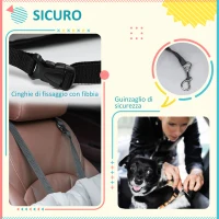 PawHut Seggiolino Auto per Cani Piccoli Sfoderabile e Lavabile con Cinghie di Sicurezza, Grigio Scuro(m-6)