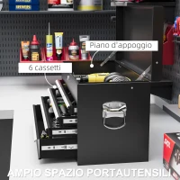 HOMCOM Cassetta per Attrezzi a 6 Cassetti in Acciaio con Serratura, 60x26x34cm, Nero(m-4)