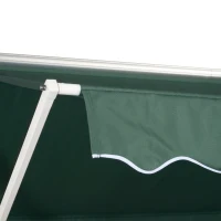 Outsunny Store Double Pente 4 x 3 m Manuel rétractable Inclinaison réglable métal Polyester imperméabilisé Vert foncé(m-9)