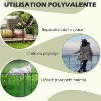 Outsunny Lot de 4 clôtures de jardin décoratives en métal noir avec ornements - 252 x 62 cm noir(m-6)