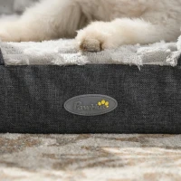 PawHut Lettino per Cani Taglia Media Imbottito con Cuscino Rimovibile Lavabile, 90x69x21cm, Grigio Carbone(m-9)