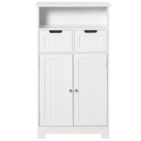 kleankin Mobile Bagno Multiuso Salvaspazio, Armadietto da Bagno con Armadietto 2 Ante, Mensola e 2 Cassetti Regolabili, 60x30x108.8cm, Bianco(m-10)