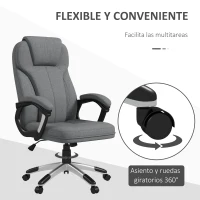 Vinsetto Silla de Escritorio Silla de Estudio Giratoria con Función Basculante Altura Ajustable Reposabrazos 66x75x110-120cm Gris(m-6)