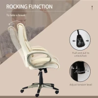 HOMCOM Home Office Chair High Back Computer Desk Chair with Faux Leather Adjustable Height Rocking Function Cream White(m-5)