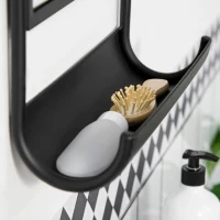 HOMCOM Specchio da Parete con Mensola Inferiore e Struttura in Metallo, 36.2x12x71.7cm, Nero(m-8)