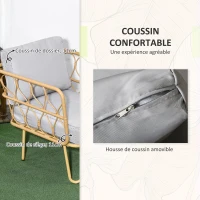 Outsunny Ensemble salon de jardin en résine tressée 3 pièces 2 fauteuils + 1 table basse ronde coussins inclus(m-5)