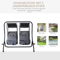 Outsunny 2-Sitzer Hollywoodschaukel Gartenschaukel mit Sonnendach Garten Stahl Hellgrau 170 x 136 x 170 cm(m-6)