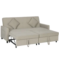 HOMCOM Three-Person Velvet-Feel Sofa Bed - Beige(m-11)