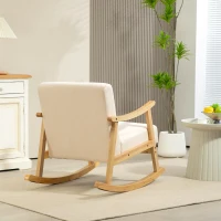 HOMCOM Fauteuil à bascule rocking chair assise rembourrée avec pieds en bois - dim. 66l x 92P x 78H cm, beige(m-7)