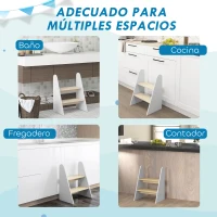 AIYAPLAY Taburete para Niños de 2 Peldaños Torre de Aprendizaje para Niños de +3 Años para Baño Cocina Librería Dormitorio Blanco(m-4)