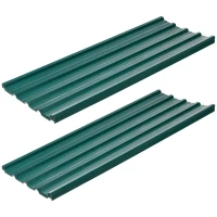 Outsunny Corrugated Roofing Sheets, Pack of 24, Galvanised Metal Roofing Sheets for Greenhouse, Garage, Storage Shed, Carport, 129 x 45cm, Green(m-11)