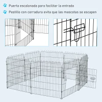 PawHut Parque de Juegos para Perros 8 Paneles 76x71 cm Plegables Jaula Metálica para Mascotas con Puerta para Jardín Patio Exterior Negro(m-6)