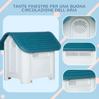 PawHut Cuccia per Cani di Taglia Piccola, Carlino, Chihuahua, Casetta da Esterno e da Interno Grigia e Blu, 59x75x66cm(m-5)