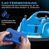 AIYAPLAY Kinder-Autoscooter, 360°-Drehung, für 3-5 Jahre, mit Fernbedienung, Musik, Blau(m-5)