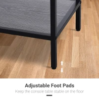 HOMCOM Console Table Worktop Bottom Shelf Home Two Drawer Industrial Minimal Style Grey Wood Tone Effect(m-6)