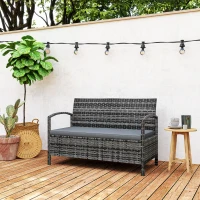 Outsunny 125L Storage Garden Bench, with Cushion - Grey(m-9)